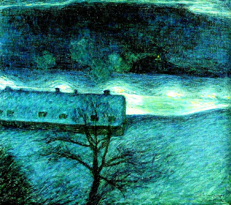 Eugene Jansson vinternatt over kajen France oil painting art